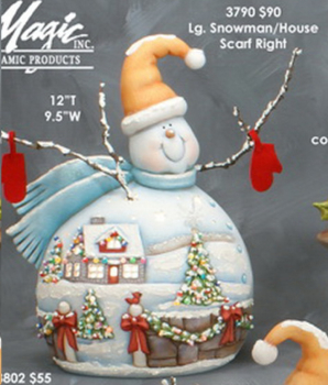 ClayMagic-Gießform - neu – Lg. Snowman w. House – Scarf Right – 30 cm hoch – 24 cm breit – USA