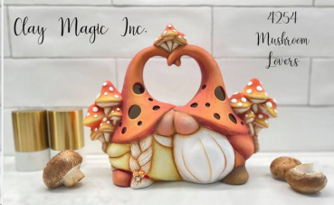 ClayMagic-Gießform - neu – Mushroom Lover Gnomes – Pilz-Wichtel-Liebespaar - 18,4 x 24,8 cm - USA