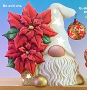 ClayMagic-Gießform - neu – Gnome Gustav with Poinsettia – 26,7 x 26 cm - USA