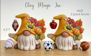 ClayMagic-Gießform - neu – 2 pack Knute Autumn Gnome – Herbst-Wichtel im 2er-Set – je 11,4 x 12,7 cm - USA