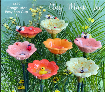 ClayMagic-Gießform - neu – GB Posy Bee Cup – Bienentränke im 3er-Set – je 12,7 x 8,25 cm - USA