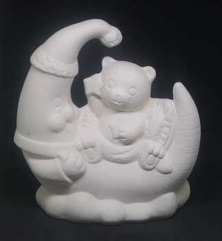 Teddy auf Mond – 12,5 x 13,5 cm – Schrühware