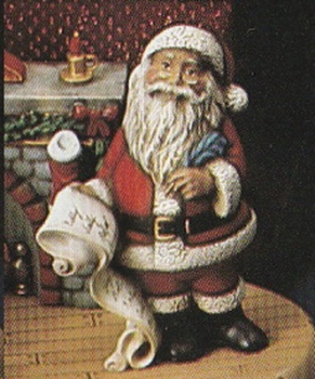 Santa Claus mit Schriftrolle – 13,5 cm hoch – Schrühware