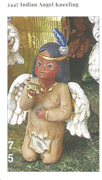 Preview: Indianerengel – kniender Junge – 12,7 cm hoch – Schrühware