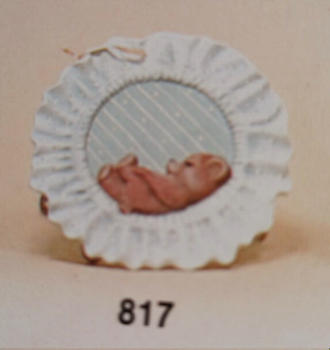 Wandteller mit Rüschen und Teddy – 12 cm Ø – Schrühware