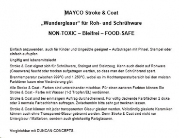 SC-036 – Irish Luck – MAYCO Stroke & Coat® - Wonderglaze – 1.000 bis 1.305 °C - Cone 06 bis Cone 10 – 2oz = 59 ml