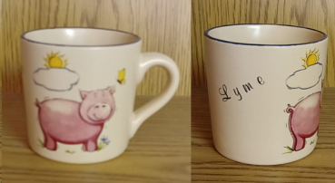 Namenstasse – Becher – Schwein mit Sonne – Lyme