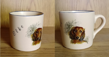 Namenstasse – Becher – Langhaar-Dackel – Fester Name: Elke