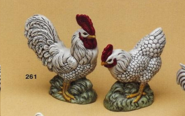 Hahn und Henne im 2er-Set – bis 16,5 cm hoch – Schrühware – Sonderangebot
