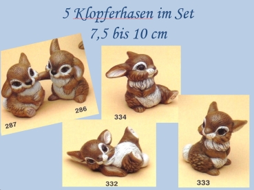 Klopferhasen im 5er-Set – 7,5 bis 10 cm - Schrühware