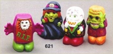 Halloween – Monster / Hexe / Skelett / RIP – je 6,4 cm – Schrühware