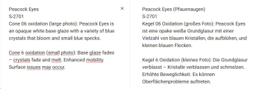 S-2701 – Peacock Eyes – MAYCO Jungle Gems ® – Kristallglasur – NONTOXIC – 1.000 bis 1.045 °C - Cone 06 bis Cone 05 – 4oz = 118 ml