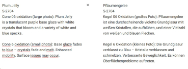 S-2704 – Plum Jelly – MAYCO Jungle Gems ® – Kristallglasur – NONTOXIC – 1.000 bis 1.045 °C - Cone 06 bis Cone 05 – 16oz = 472 ml
