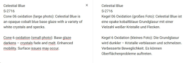 S-2716 – Celestial Blue – MAYCO Jungle Gems ® – Kristallglasur – NONTOXIC – 1.000 bis 1.045 °C - Cone 06 bis Cone 05 – 16oz = 472 ml