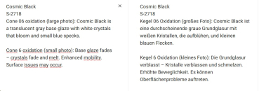 S-2718 – Cosmic Black – MAYCO Jungle Gems ® – Kristallglasur – NONTOXIC – 1.000 bis 1.045 °C - Cone 06 bis Cone 05 – 16oz = 472 ml