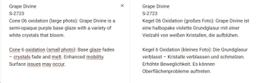 S-2723 – Grape Divine – MAYCO Jungle Gems ® – Kristallglasur – NONTOXIC – 1.000 bis 1.045 °C - Cone 06 bis Cone 05 – 16oz = 472 ml