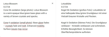 S-​2724 – Lotus Blossom – MAYCO Jungle Gems ® – Kristallglasur – NONTOXIC – 1.000 bis 1.045 °C - Cone 06 bis Cone 05 – 4oz = 118 ml