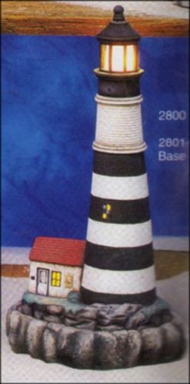 Leuchtturm mit Hütte – 35,5 cm hoch - nicht ausgeschnitten – Schrühware