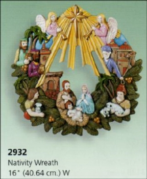 Krippenkranz – Nativity Wreath – 40,6 cm Durchmesser – Schrühware