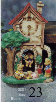 Uhr mit Teddies – 28 cm hoch – Schrühware