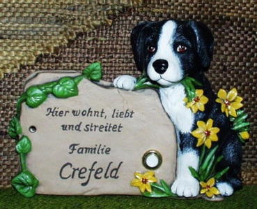 Rohling – Klingelschild – Hund – 20 cm breit – mit Bohrlöchern und Klingelloch-Bohrung– Schrühware