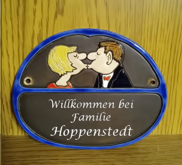 Keramik-​Türschild – Loriot - 17,7 x 14 cm – Schriftfeld braun – Handarbeit