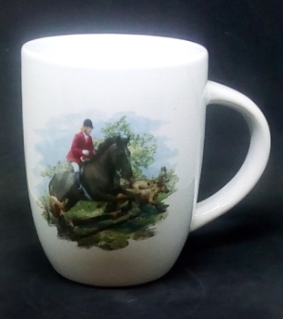 Keramik-Tasse – Becher mit Wunschname – Motiv: 2 x Reiten – Jagd