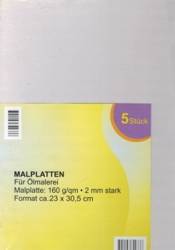 Malplatten für Ölmalerei - 5er-Set -  23 x 30,5 cm - starke Qualität