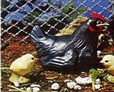 Henne mit Küken im 2er-Set - bis 6,4 x 4,4 cm - Schrühware