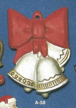 ALBERTAS–Gießform – neu – Glocken mit Schleife – Ornament – Hänger – 9,2 cm – Design auf Vorder- und Rückseite
