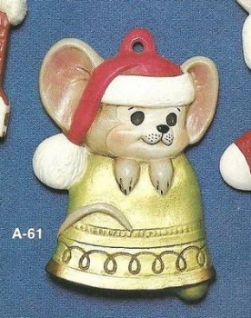 ALBERTAS–Gießform – neu – Maus auf Glocke – Hänger – 9,2 cm – Design auf Vorder-​ und Rückseite