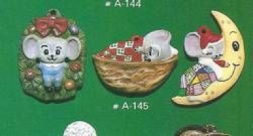 ALBERTAS–Gießform – gebraucht – Mäuse (3) – Ornament – Hänger – je bis 3,5 cm – Design auf Vorder-​ und Rückseite - Neupreis 13,30 EUR - neuwertig