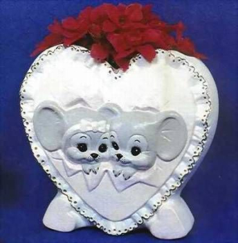 ALBERTAS–Gießform – neu – Herzvase mit Mäusen – 11,5 x 11 cm