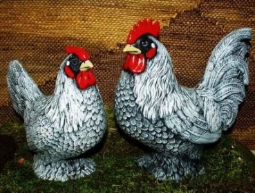 Hahn und Henne im 2er-Set - 23 und 21 cm hoch - Schrühware
