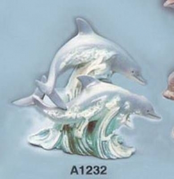 Delfin-Paar 16 und 10 cm hoch - Schrühware
