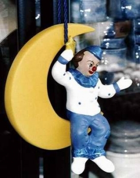 Clown im Mond – 30 cm hoch – Schrühware