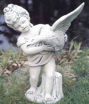 Mädchen mit Gans – Gartenfigur – 45,5 cm hoch – Schrühware