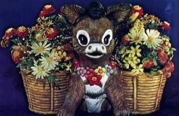 Esel mit Pflanztöpfen – 48 x 38 cm – Schrühware