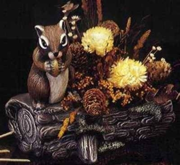 Baumstammpflanzer – 22,5 cm lang – mit Streifenhörnchen – 10 cm – Schrühware