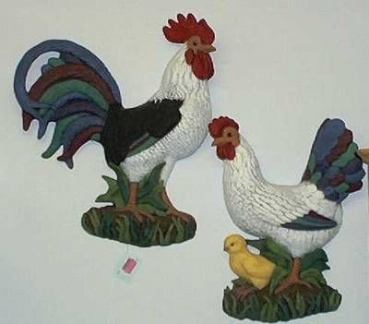 Hahn und Henne für  die Wand - Schrühware
