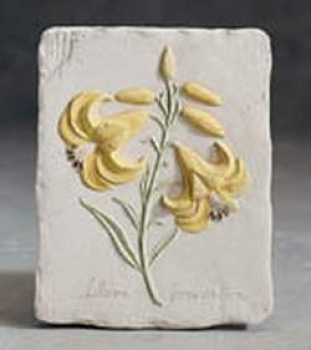 Wandkachel mit Lilie – 23 x 15 cm – Schrühware