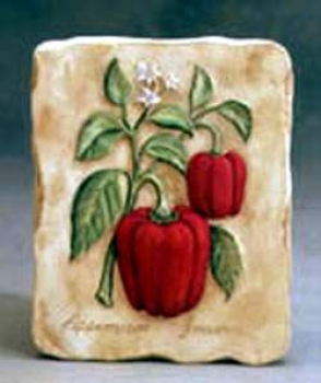 Wandkachel mit Paprika – 23 x 15 cm – Schrühware