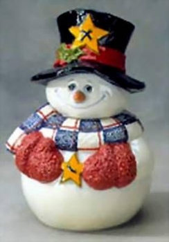 Schneemann mit Stern – groß - 35 cm hoch - Schrühware