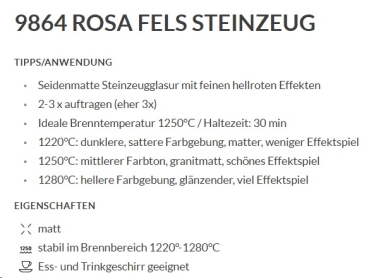 Rosa Fels – seidenmatt – 800 ml – Steinzeug-Glasur von BOTZ - Brenntemperatur 1.220 bis 1.280 °C