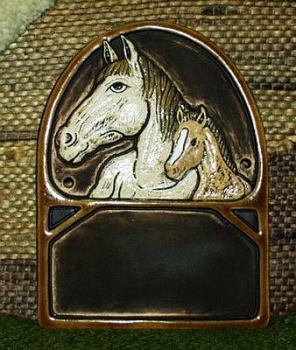 Keramik-Türschild – Pferde - braun