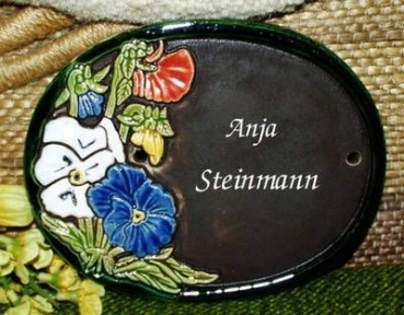 Keramik-Türschild – Stiefmütterchen