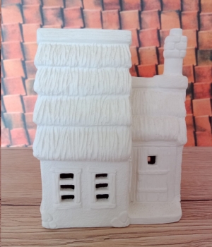 Cottage – Hütte zum Ceramichrome–Dorf – 10,5 x 12,5 cm – ausgeschnitten – Schrühware - Sonderangebot