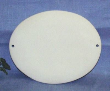 Türschild – Rohling – großes Oval – blank – mit Bohrlöchern – 19,5 x 24 cm - Schrühware