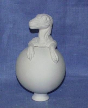 Rosenkugel (13 cm) mit Drache Velociraptor Hatchling (10 cm) – Schrühware