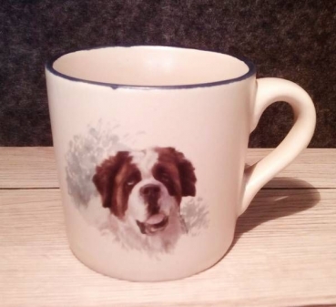 Keramik-Tasse  - Becher mit Wunschtext – Motiv: 1 x Hund / Bernhardiner